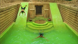 105 Days Building The Most Amazing Underground Water Slide Temple House