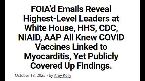 FOIA’d Emails Reveal Highest-Level Leaders at WHITE HOUSE HHS CDC NIAID All Knew