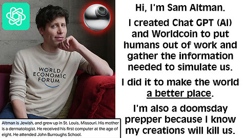 Sam Altman's 'Chat GPT' and 'Worldcoin' are designed to Catalog, Enslave and Genocide Humanity! 😈