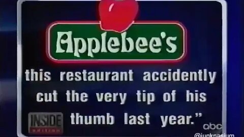 "Applebees Salads Are Full Of Cut Off Fingers" Nasty Lost News Story 2005 (ABC) Inside Edition