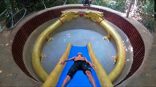 I Build Most Tunnel Waterslide To Dragon Swimming Pool Underground