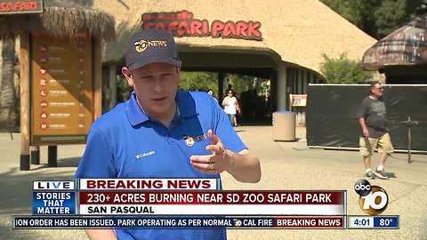 Pasqual Fire burning near San Diego Zoo Safari Park