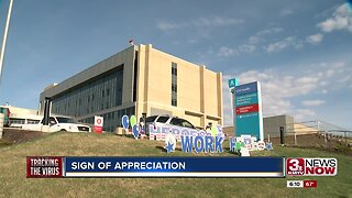 Sign of appreciation displayed at Bergan Mercy