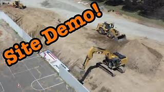Demolition of retaining wall. Trucking and construction.