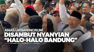 Anas Urbaningrum Lempar Senyum dan Disambut Nyanyian "Halo Halo Bandung"