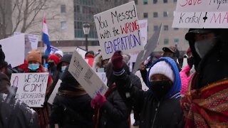 Protestors gather downtown to show support for Myanmar