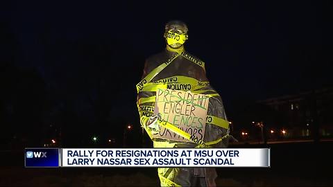 Rally calls for resignations of Engler, Board of Trustees at Michigan State University