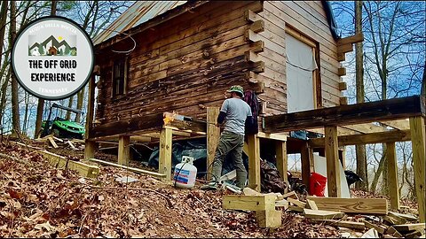 Off Grid Cabin Additions | Ep. 1 | Ice Storm, Bedroom/Bathroom Foundation, Loft Railing