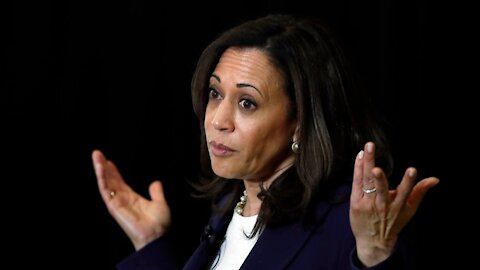 Kamala Harris laughs when reporter asks abut Americans stranded in Afghanistan.