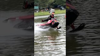 Snowmobile watercross racing at Flatrock #snowmobile #watercross #snowmobileracing #polaris #skidoo