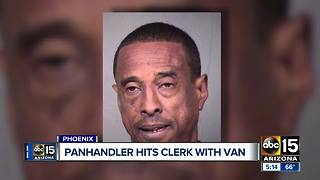 Panhandler accused of assault gas station clerk