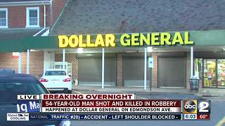 Man shot, killed after robbery at Dollar General store in W. Baltimore