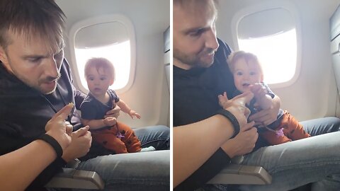 Hungry Baby Adorably Steals Dad’s Food