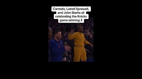 Carmelo Anthony, Latrell Sprewell & John Starla celebrate the Knicks win