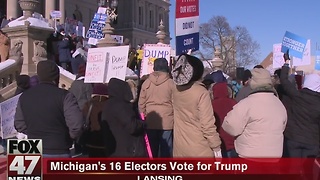Michigan's electoral college vote for Trump, despite protesters