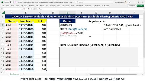 LOOKUP & Return Multiple Values without Blanks & Duplicates (Filtering Criteria AND | OR) Excel