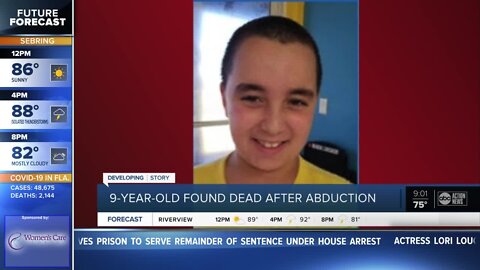 Abducted 9-year-old Florida boy found dead, Amber Alert canceled
