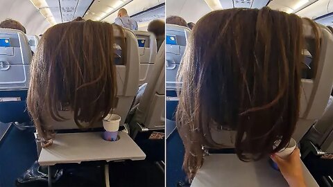 Woman caught draping her long hair over airline seat during an international flight