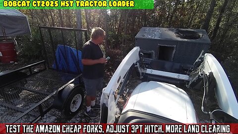 Cheap clamp-on forks test, Loose bolts, tightened and adjusted bush hog, more land clearing