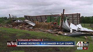 5 homes destroyed, 15-20 damaged in Clay County
