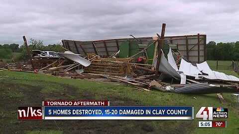 5 homes destroyed, 15-20 damaged in Clay County