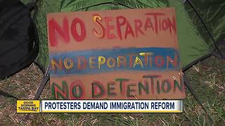 Protesters gather outside ICE headquarters in Tampa demanding changes for undocumented immigrants