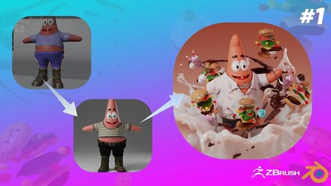 Patrick star Tiktok influencer character speedthrough | Part 1 | retopo | ZBrush |Blender tutorial