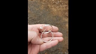 Silver earrings found metal detecting, minelab equinox 800, Washington State Park, marijuana pipe.