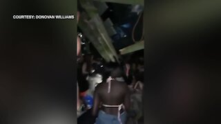 Cellphone video from partygoers shows complete chaos in the aftermath of a deck collapse at a pool party.