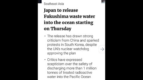 Japan to release Fukushima waste water into the ocean starting Thursday