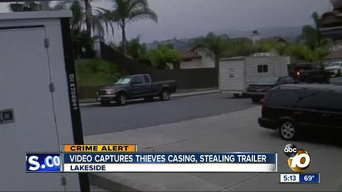 Video captures thieves casing, stealing trailer