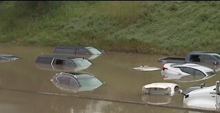 Drivers trapped in floodwaters