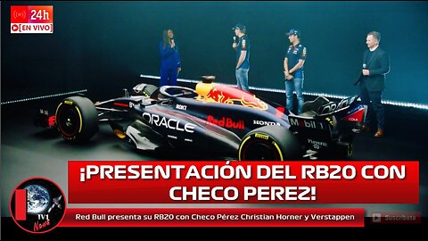 Red Bull presenta su RB20 con Checo Pérez Christian Horner y Max Verstappen