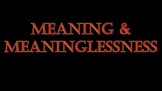 The Meaning & Meaninglessness Of Life