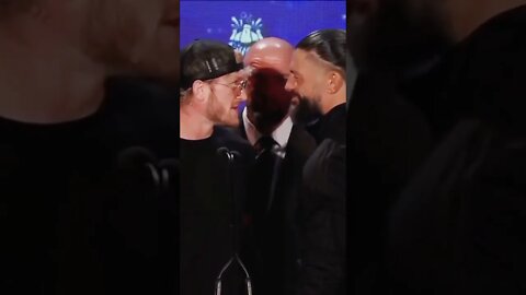 Roman Reigns & Logan Paul Face to Face WWE Crown Jewels Press Conference...☝️ #saudiarabia #wwe