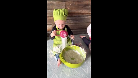 1yr old VS 2yr old in the kitchen