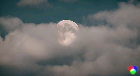 Moon with a cloudy day, colorful