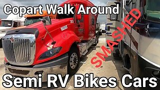 Copart Walk Around Chevy Impala, Semi Trucks, RV, Bikes, VW Toureg