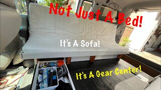Demo Of My Everything Bed, Sofa, Storage, Cook Station, Gear Center. Tiny Couples' Camper Ep. 5