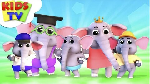 Five Little Elephants _ Junior Squad Cartoons _ Nursery Rhymes For Children