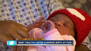 Baby healthy after surprise birth