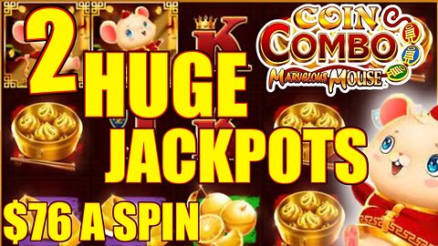 2 HUGE Jackpots! $76 Spins Winning Massive on Coin Combo High Limit Slot Machine