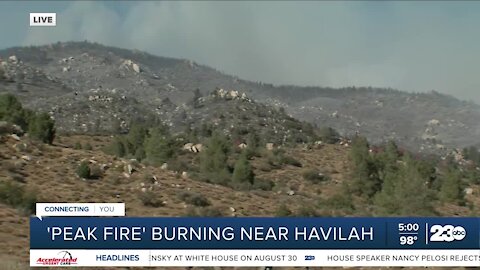 Peak Fire continues to burn near Havilah