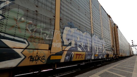 CN 3818, CN 2823 & CN 3823 DPU Engines Manifest Train Eastbound In Sarnia