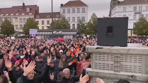 BELGIUM - Huge Protest In Bruges Against Mandates With Viking Clap