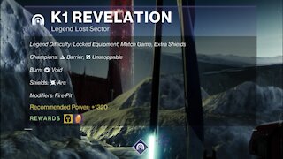 Destiny 2 Legend Lost Sector: The Moon - K1 Revelation 10-3-21