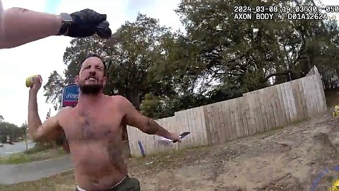 Bodycam footage shows a struggle with trespassing suspect that leaves an officer shot with his gun
