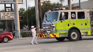 Cops Take Down Man Who Bashes Firetruck With A Bat