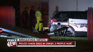 Chase ends in crash, one officer and two residents were taken to hospital