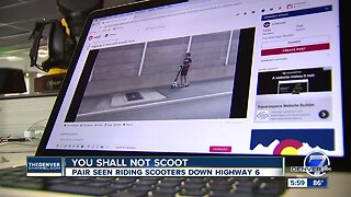 Electric scooters are not allowed on highways but video shows two people cruising down U.S. 6